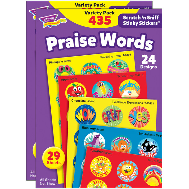 Praise Words Stinky Stickers Variety Pack, 435 Per Pack, 2 Packs - T-6490BN