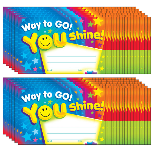 Way to Go! You Shine! Recognition Awards, 30 Per Pack, 12 Packs