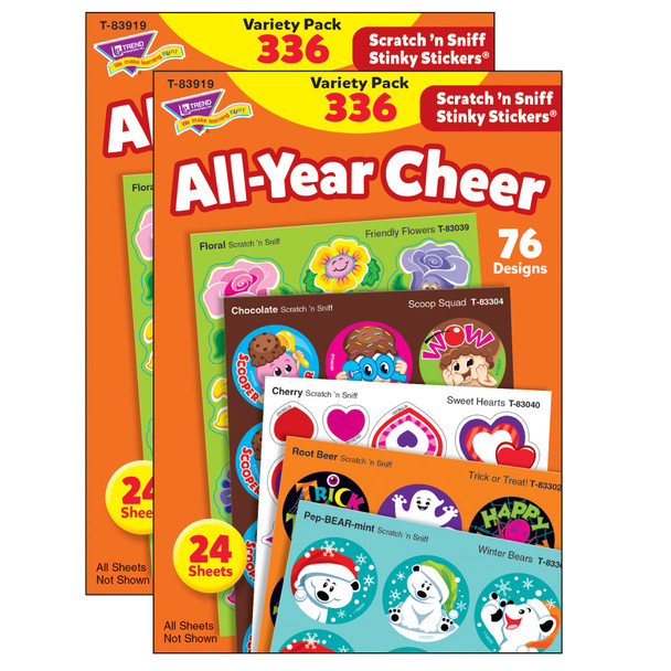 All Year Cheer Stinky Stickers Variety Pack, 336 Count Per Pack, 2 Packs