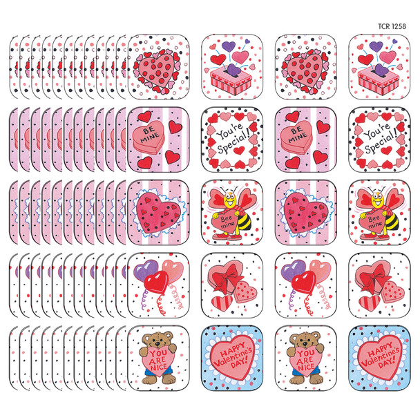 Valentine's Day Stickers, 120 Per Pack, 12 Packs