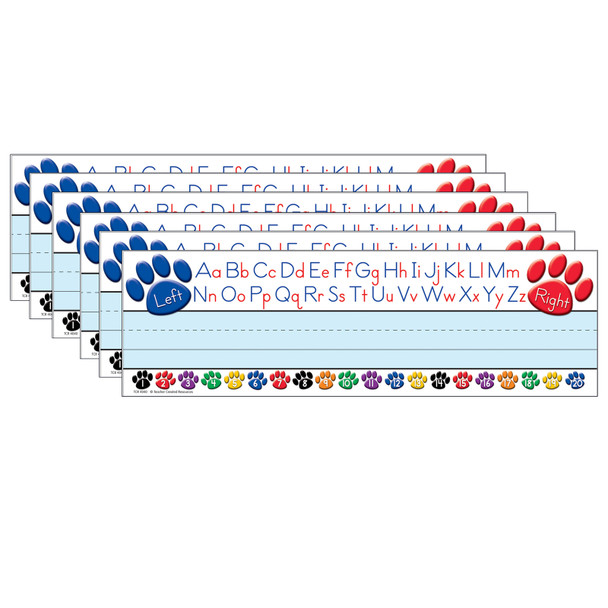 Colorful Paw Prints Left/Right Alphabet Name Plates, 36 Per Pack, 6 Packs