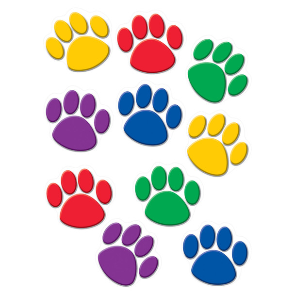 (6 PK) ACCENTS COLORFUL PAW PRINTS