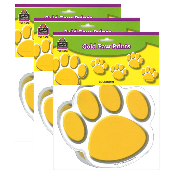 Gold Paw Prints Accents, 30 Per Packs, 3 Packs