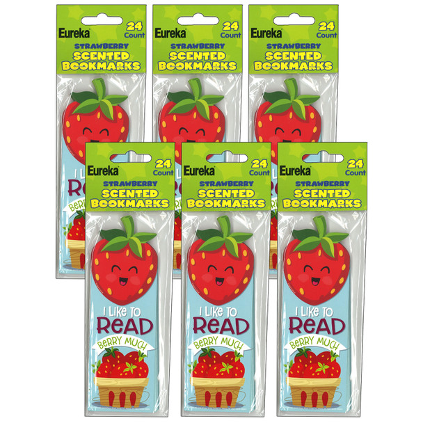 (6 PK) STRAWBERRY BOOKMARKS SCENTED