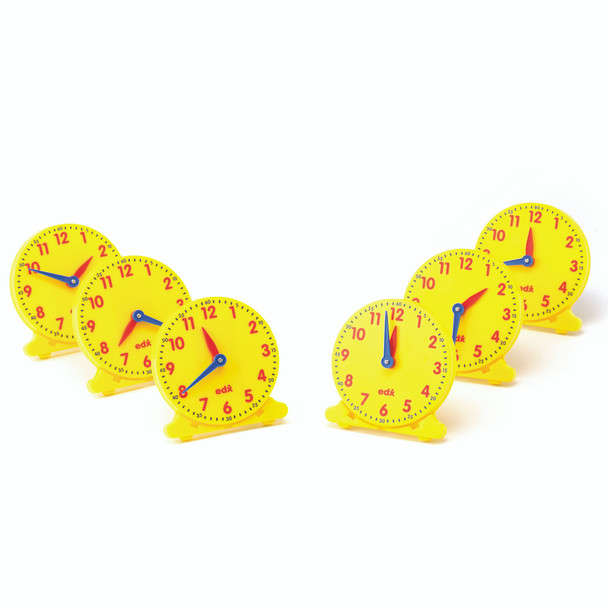 Geared 12-Hour Time Clock - Student Size - Set of 6