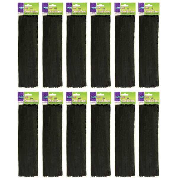 Regular Stems, Black, 12" x 4 mm, 100 Per Pack, 12 Packs