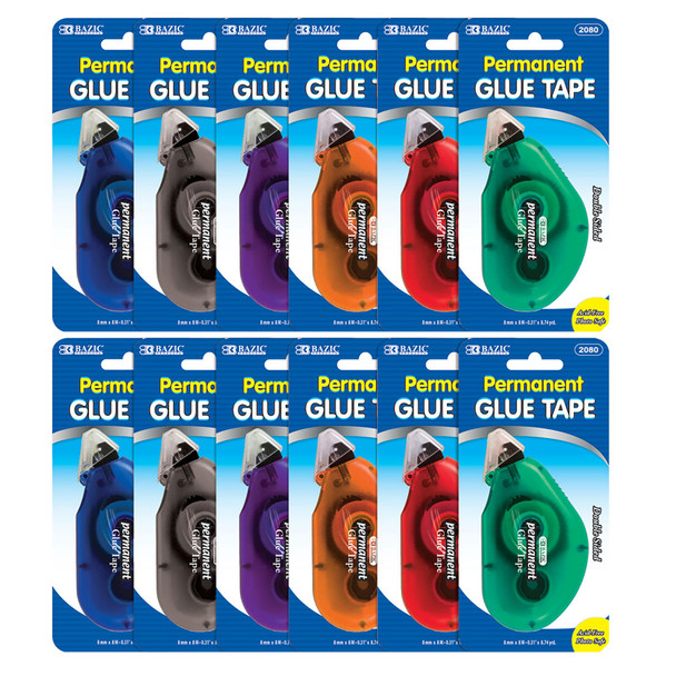 Permanent Glue Tape, 8mm x 8m, Pack of 12