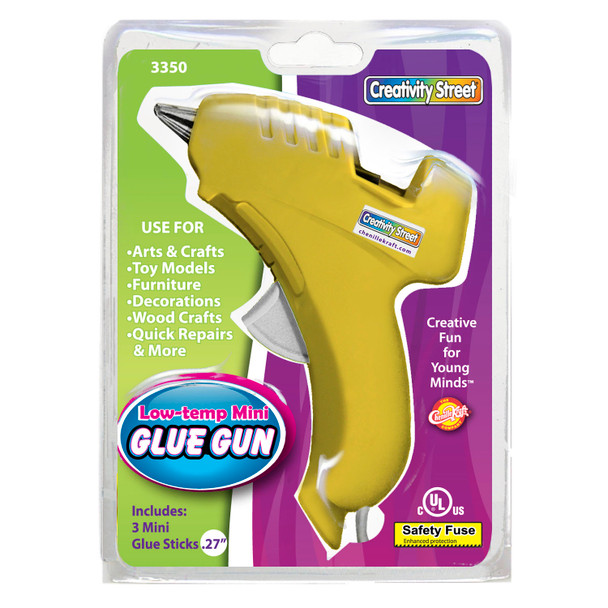 Low-Temp Mini Glue Gun, Yellow, 5.5" x 4", 1 Glue Gun + 3 Glue Sticks