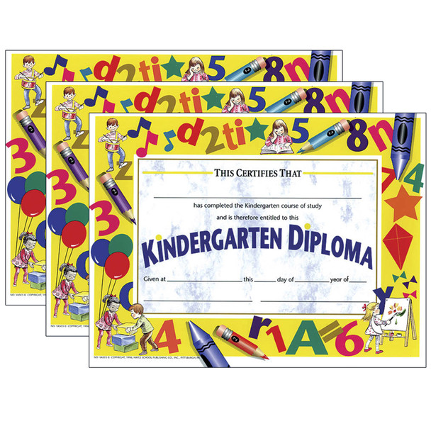 Kindergarten Diploma, 8.5" x 11", 30 Per Pack, 3 Packs - H-VA503-3