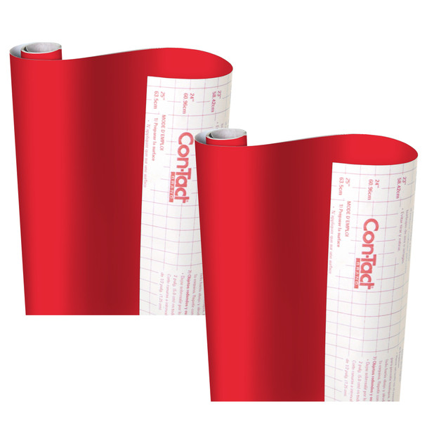 Creative Covering Adhesive Covering, Red, 18" x 16 ft, 2 Rolls