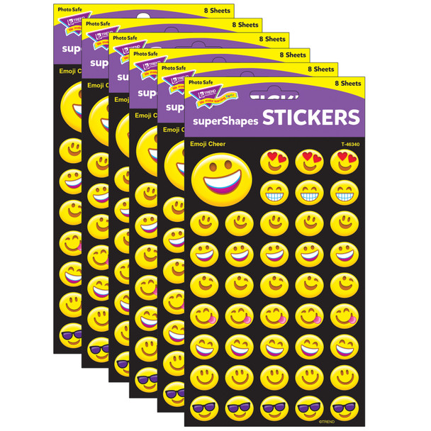 Emoji Cheer superShapes Stickers-Large, 336 Per Pack, 6 Packs
