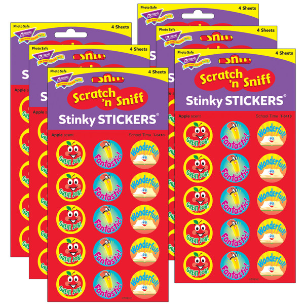 School Time/Apple Stinky Stickers, 60 Per Pack, 6 Packs