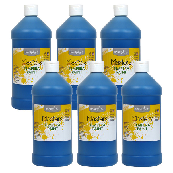 Little Masters Tempera Paint, Blue, 32 oz., Pack of 6