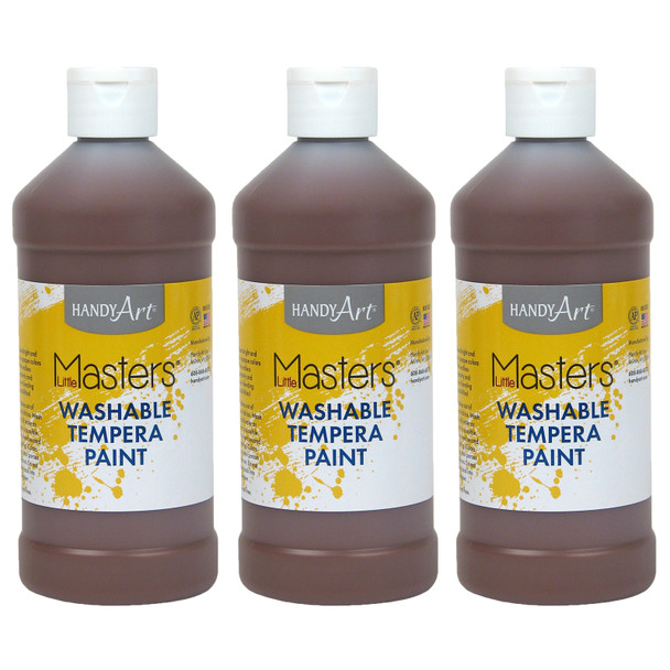 Little Masters Washable Tempera Paint, Brown, 16 oz., Pack of 6