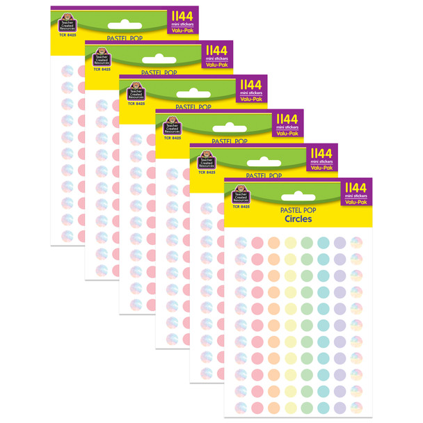 Pastel Pop Circles Mini Stickers Valu - Pack, 1144 Per Pack, 6 Packs
