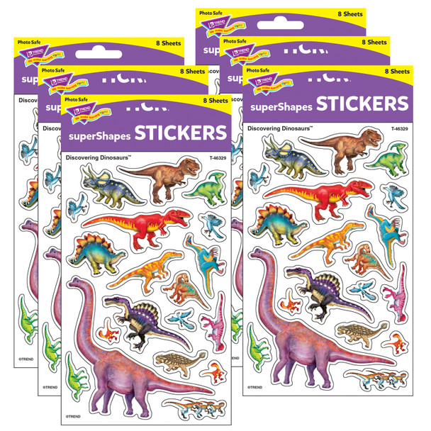 Discovering Dinosaurs superShapes Stickers-Large, 152 Per Pack, 6 Packs