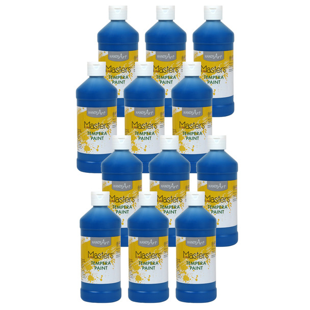 Little Masters Tempera Paint, Blue, 16 oz., Pack of 12