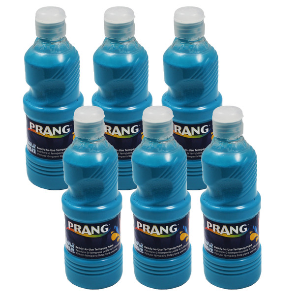 Washable Tempera Paint, Turquoise, 16 oz, Pack of 6