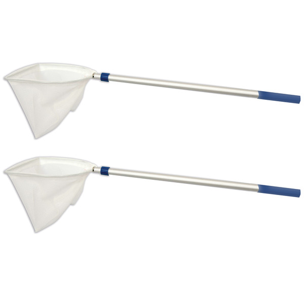 Telescopic Pond Net - Extendable Handle 20" to 40" - Strong, Lightweight Aluminum with Fine, Knotless Mesh, Pack of 2
