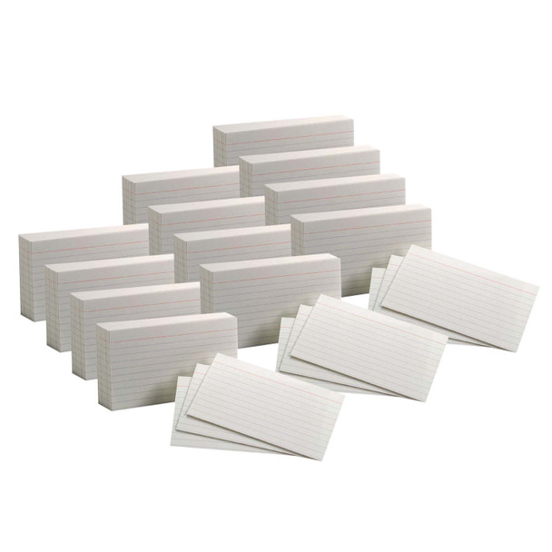 Index Cards, 3" x 5", Ruled, 100 Per Pack, 12 Packs