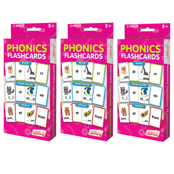Phonics Flashcards, 3 Sets Per Pack, 3 Packs