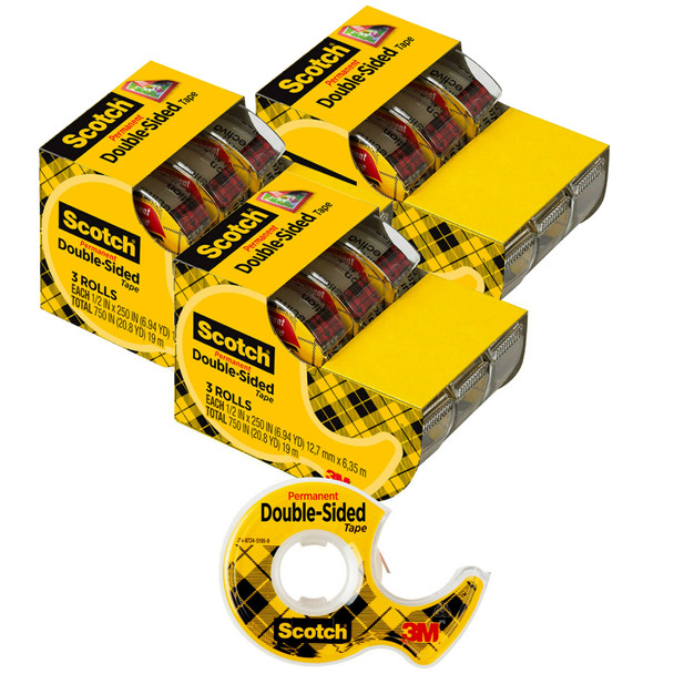 Double Sided Tape - 3 Rolls Per Pack, 3 Packs