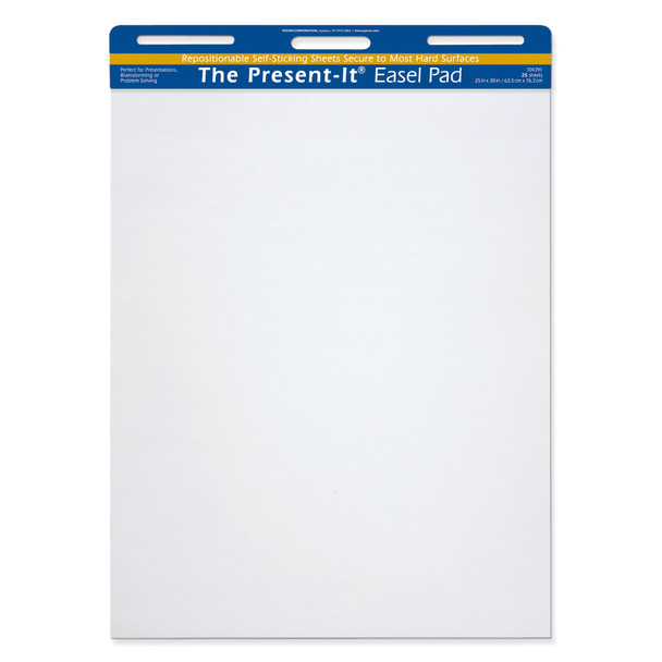 Easel Pad, Self-Adhesive, White, Unruled 25" x 30", 25 Sheets, Pack of 2