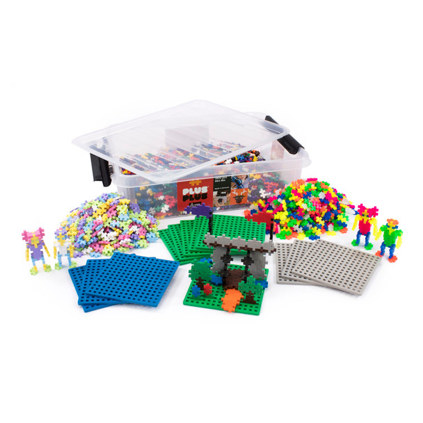 Plus-Plus School Set, Assorted Colors, 3600 Pieces with 12 Baseplates