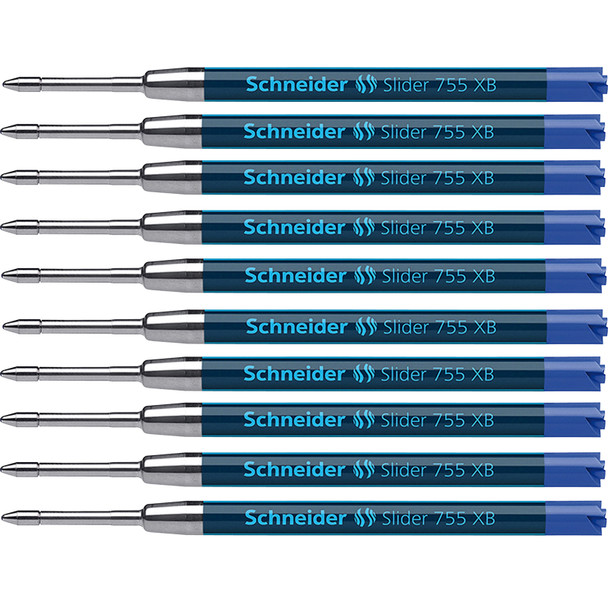 Slider 755 XB Ballpoint Pen Refill, Viscoglide Ink, Blue, Pack of 10