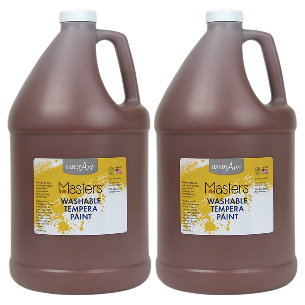 Little Masters Washable Tempera Paint, Brown, Gallon, Pack of 2