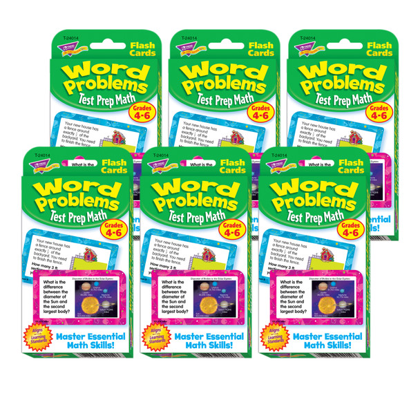 Word Problems Test Prep Math, Grades 4-6 Challenge Cards, 6 Packs