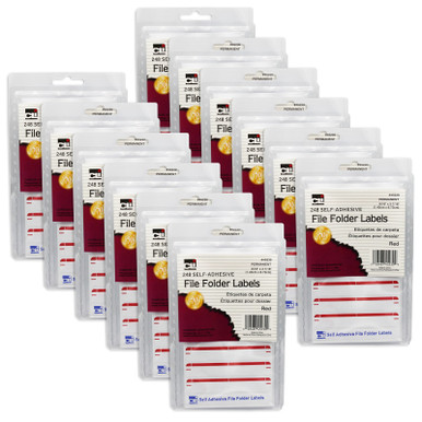 Labelled File Foder File Folder Labels, Red, 248 Per Pack, 12 Packs