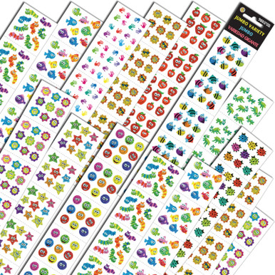 Assorted Sticker Pages Jumbo Variety Assortment Sticker, Pack of 980, 2 Packs