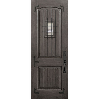 FiberCraft | 2 Panel Arch Knotty Alder with Speakeasy  | 8' Tall