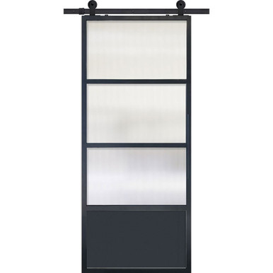 BarnCraft | 3 Lite / 1 Panel Contemporary Metal Door | 7' Tall