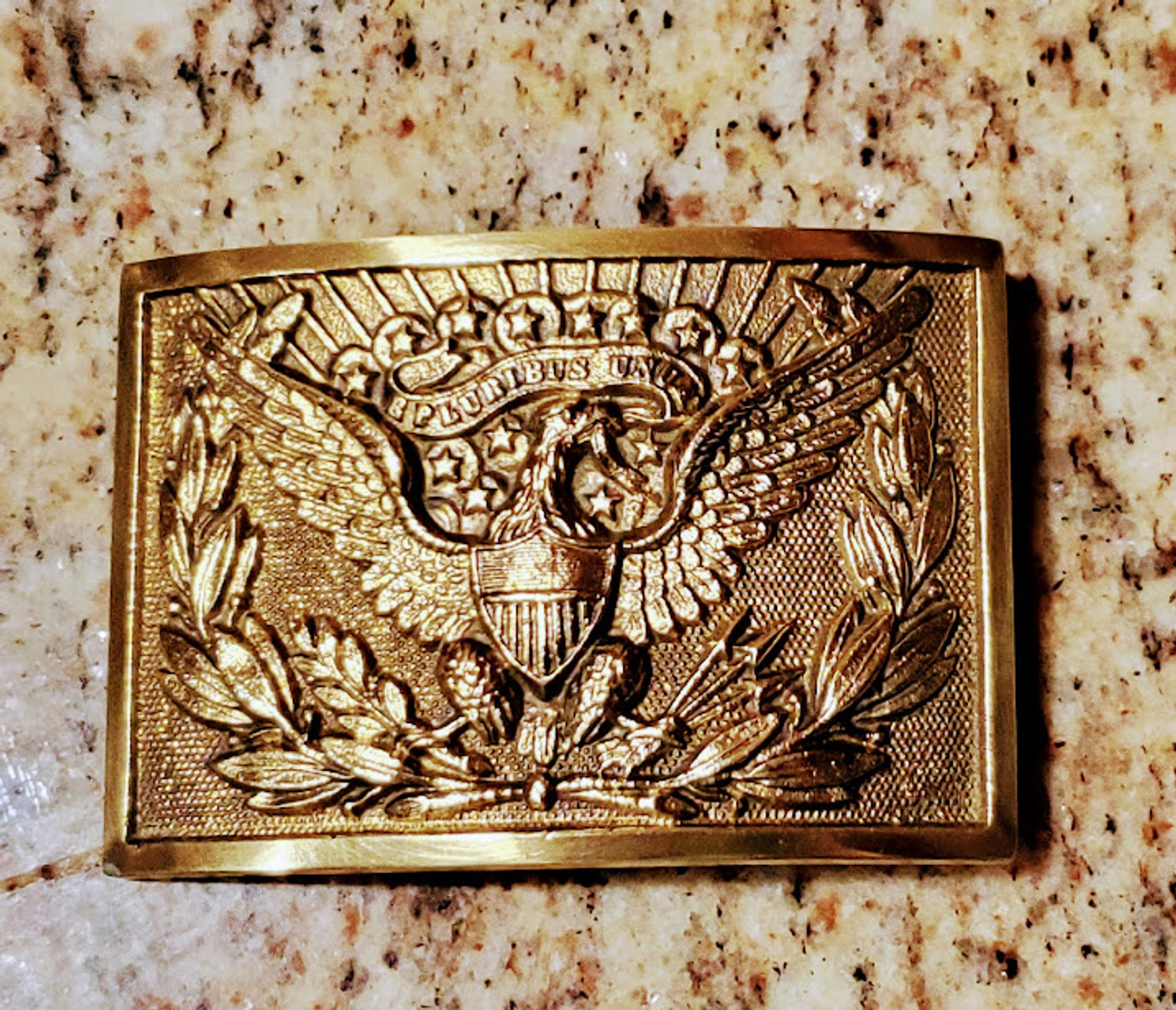 SALE Eagle Belt plate 1 piece Brass 3 prong and Belt Ca. 1851-1874