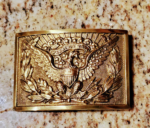 Belt with deer-print eagle plate