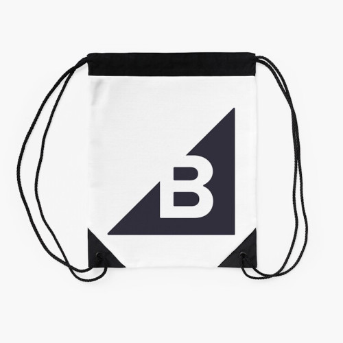 White and black drawstring bag with BigCommerce logo.