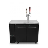 Peak Cold black 48-inch two-door commercial kegerator on casters with a single tower holding two beer faucets