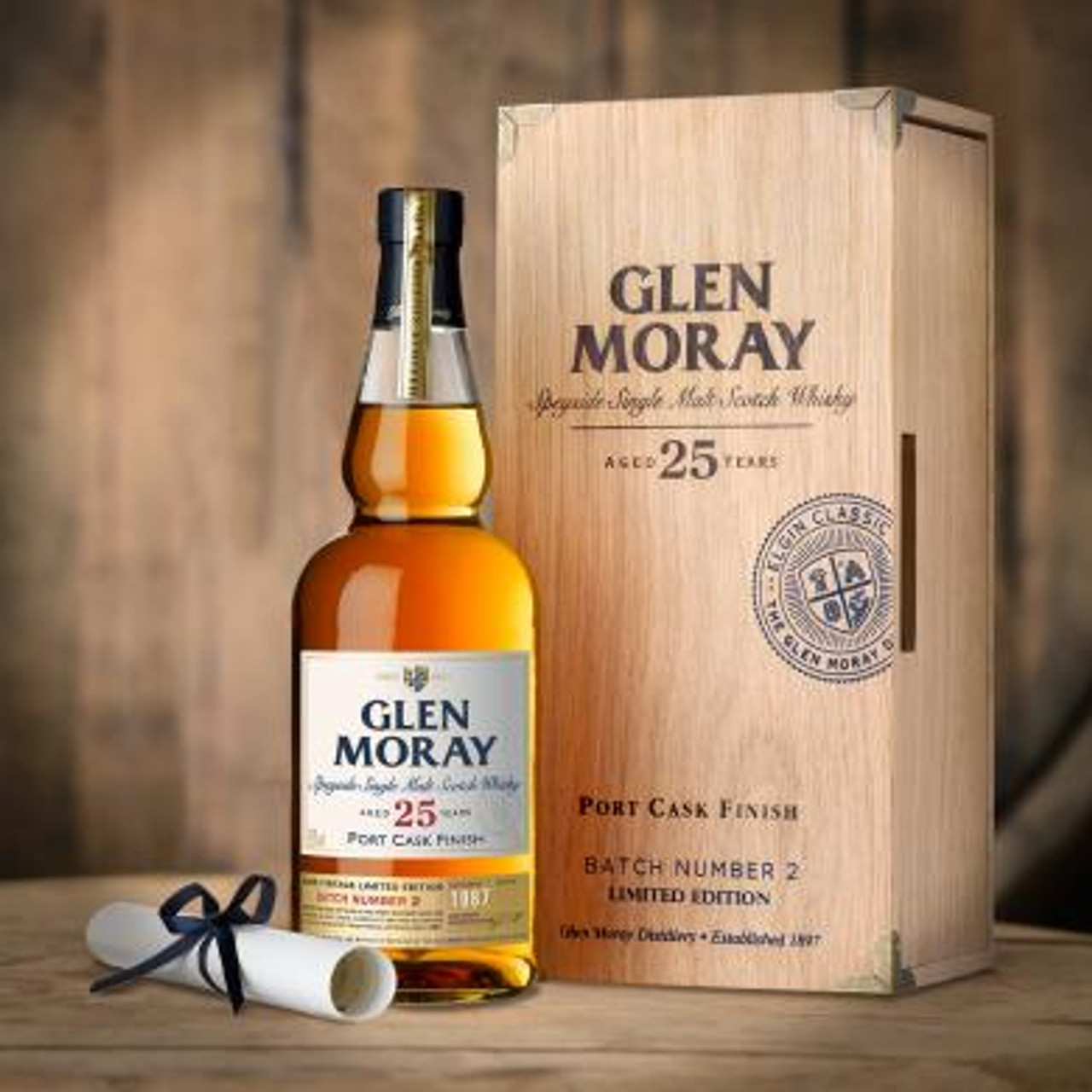 Glen Moray 25 Year Old Cask Finish Speyside Single Malt Scotch (750ml)