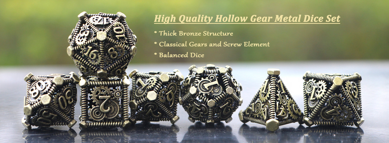 hollow gears metal dice set