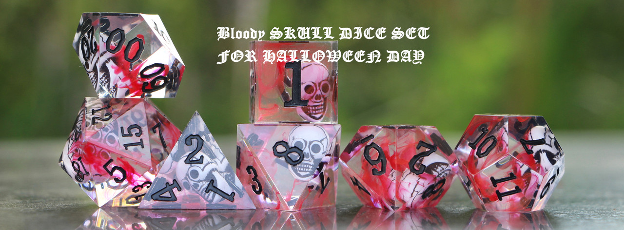 bloody skull dice set for halloween day