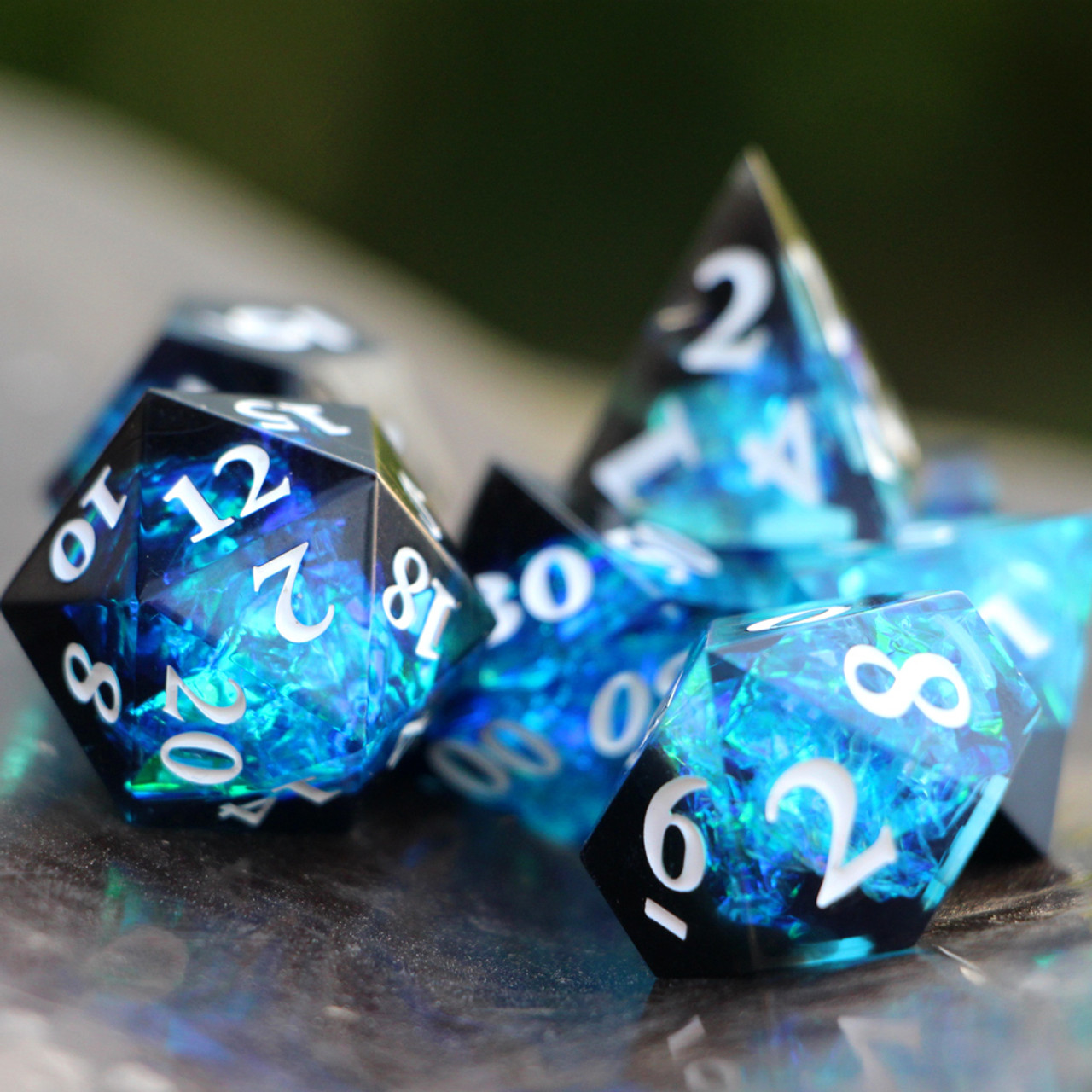 blue flaming dice