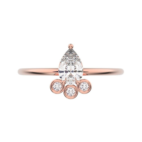 Pear-Cut Ring with a Cluster of Round Accents