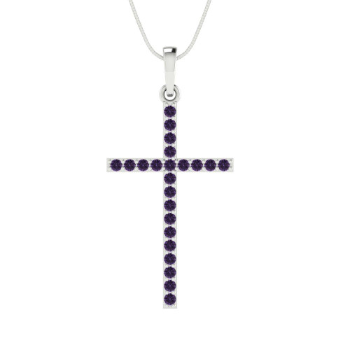 Round-Stone Cross Pendant in Gold-Plated Sterling Silver