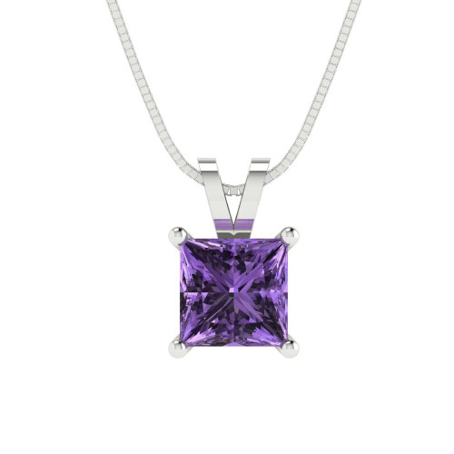 6.5mm Princess-Cut Pendant Necklace