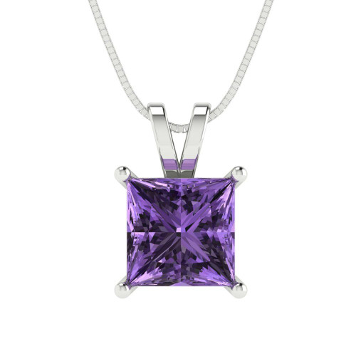 7.0mm Princess-Cut Pendant Necklace