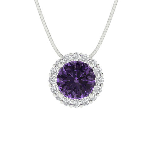 1.16 cttw 6.5mm Round-Cut Pendant Necklace