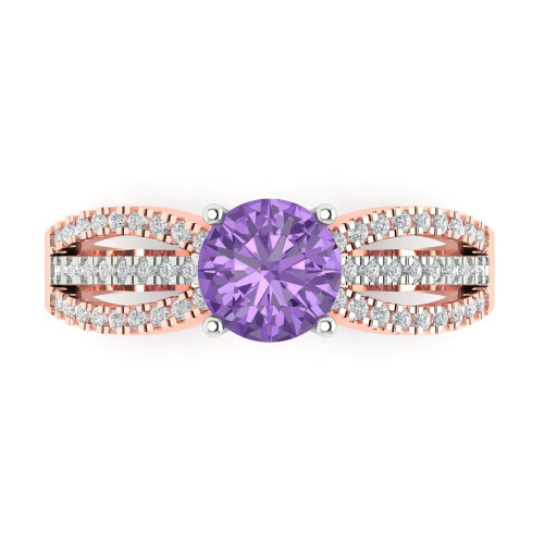 White and Rose Gold Engagement Ring with Round-Cut Center