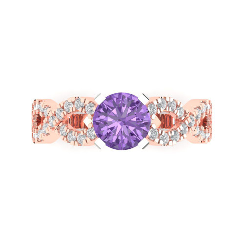1.42 cttw Round-Cut Solitaire Engagement Ring with Accents — Design 134